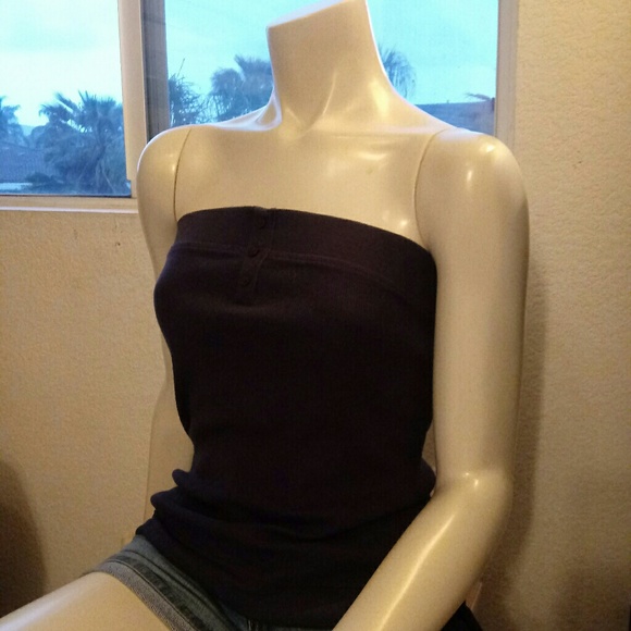 Navy Blue button tube top - Picture 2 of 5